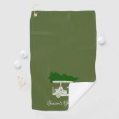 Golfkar met kerstboom | Olijfgroen Golfhanddoek (Insitu)
