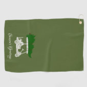 Golfkar met kerstboom | Olijfgroen Golfhanddoek (Horizontaal)
