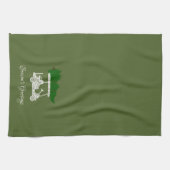 Golfkar met kerstboom | Olijfgroen Theedoek (Horizontaal)