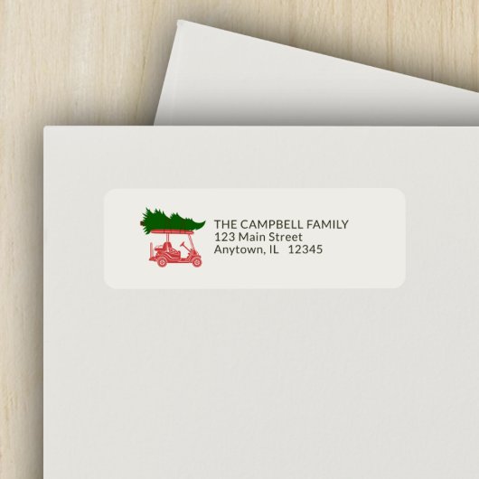 Golfkar met Kerstboom Retouradres Etiket