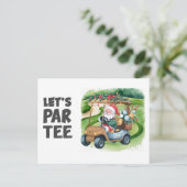 Golfkar met Kerstman Laat Par Tee Golfer Briefkaart (Staand voorkant)
