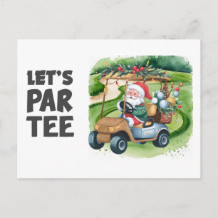 Golfkar met Kerstman Laat Par Tee Golfer Briefkaart