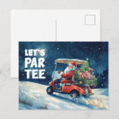 Golfkar met Kerstman Laat Par Tee Golfer Briefkaart (Voorkant / Achterkant)