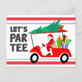 Golfkar met kerstman Let Par T-shirt Golfer Briefkaart