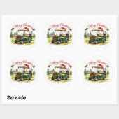 Golfkar met Kerstthema Ronde Sticker (Vel)