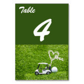 Golfkar met liefde op groen gras voor bruiloft kaart (Voorkant)