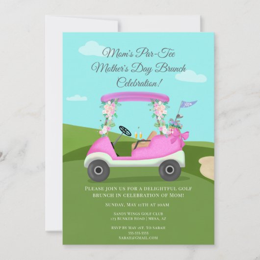 Golfkar met Mimosas Moederdag brunch Kaart (Voorkant)