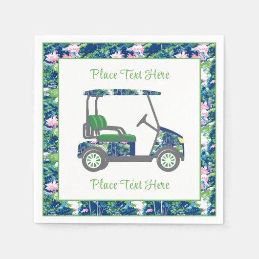 Golfkar met Preppy Golf Print Servet (Voorkant)