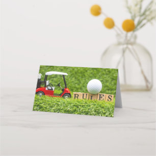Golfkar met REGELS op groen gras Plaatskaartje