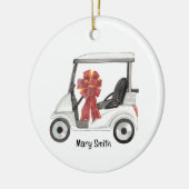 Golfkar met rode lint waterverf keramisch ornament (Links)