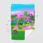 Golfkar met schattige schnauzer en initialen golfhanddoek (Insitu)