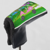 Golfkar met schattige Schnauzer en initialen Golfheadcover (3/4 voorkant)