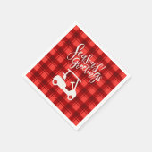 Golfkar met Seizoensgroet op Rode Kerstmis Servet (Hoek)