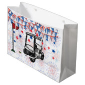 Golfkar met vlag van Amerika voor 4 juli Groot Cadeauzakje (Voorkant Gekanteld)