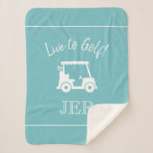 Golfkar Monogram Beginletters Blauw Groen Sherpa Deken (Voorkant)