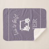 Golfkar Monogram Beginletters Chic Paars Sherpa Deken (Voorkant (horizontaal))