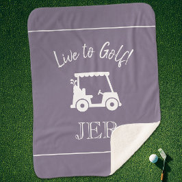 Golfkar Monogram Beginletters Chic Paars Sherpa Deken
