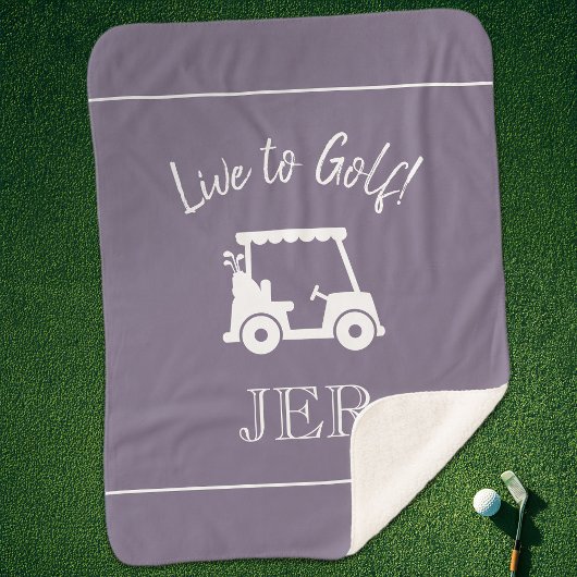 Golfkar Monogram Beginletters Chic Paars Sherpa Deken