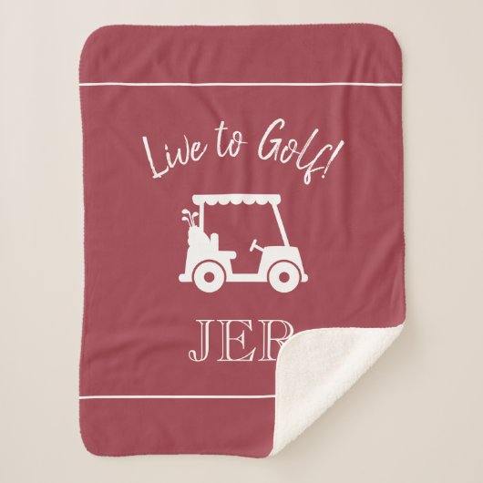 Golfkar Monogram Beginletters Sport Rood Sherpa Deken (Voorkant)