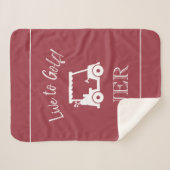 Golfkar Monogram Beginletters Sport Rood Sherpa Deken (Voorkant (horizontaal))