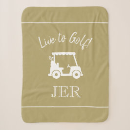 Golfkar Monogram Eerste Letter Sport Goud Sherpa Deken