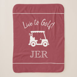 Golfkar Monogram Eerste Letter Sport Rood Sherpa Deken
