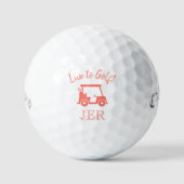Golfkar Monogram Eerste Letters Live to Golf Koraa Golfballen (Voorkant)