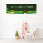 Golfkar op de baan voor verjaardagsfeestje spandoek (Insitu)