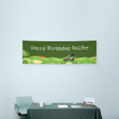 Golfkar op de baan voor verjaardagsfeestje spandoek (Beurs)