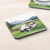 Golfkar op groene waterverf bier onderzetter (Linkerzijde)