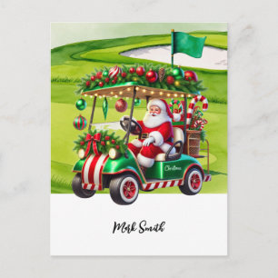 Golfkar op Par voor Kerstmis met Kerstman Golfer Briefkaart