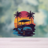 Golfkar Palmbomen Sunset  Set Acryl Bord (Neutraal)