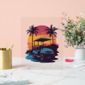 Golfkar Palmbomen Sunset  Set Acryl Bord (Huwelijk)