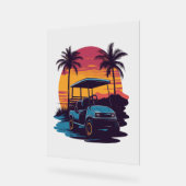 Golfkar Palmbomen Sunset  Set Acryl Bord (Hoek)