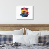 Golfkar Palmbomen Sunset Set Canvas Afdruk (Insitu (Slaapkamer))