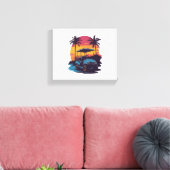 Golfkar Palmbomen Sunset Set Canvas Afdruk (Insitu (Woonkamer))