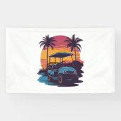 Golfkar Palmbomen Sunset Set Spandoek (Horizontaal)