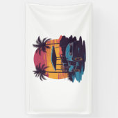Golfkar Palmbomen Sunset Set Spandoek (Verticaal)