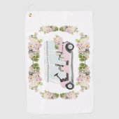 Golfkar Pink Bloemendekoratie  Golfhanddoek (Voorkant)