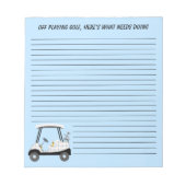 Golfkar spelen met bier en hotdog notitieblok (Voorkant)