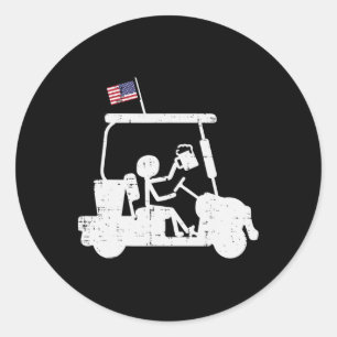 Golfkar US Vlag Grappig Golfen Patriottische Golfe Ronde Sticker