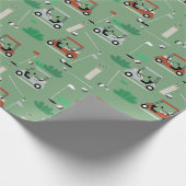Golfkarren Modern Golfer Golf Theme Pattern Cadeaupapier (Hoek)
