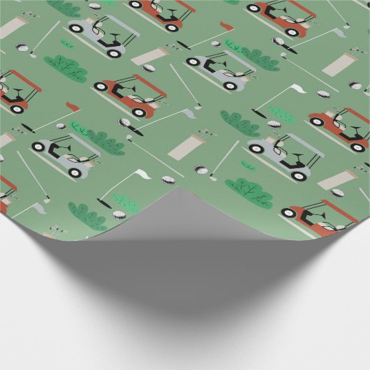Golfkarren Modern Golfer Golf Theme Pattern Cadeaupapier (Hoek)