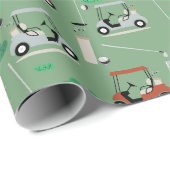 Golfkarren Modern Golfer Golf Theme Pattern Cadeaupapier (Rol Hoek)