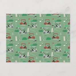 Golfkarren Modern Golfer Golf Theme Pattern Feestdagenkaart