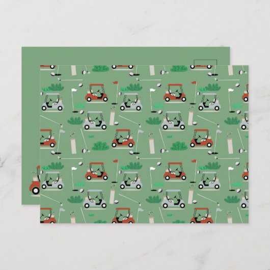 Golfkarren Modern Golfer Golf Theme Pattern Feestdagenkaart (Voorkant / Achterkant)