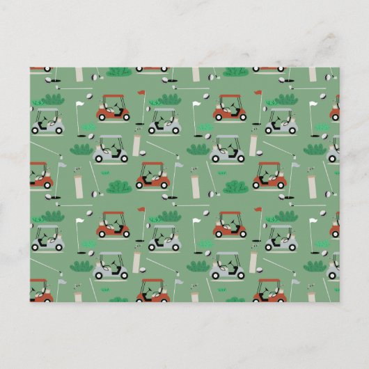 Golfkarren Modern Golfer Golf Theme Pattern Feestdagenkaart (Voorkant)