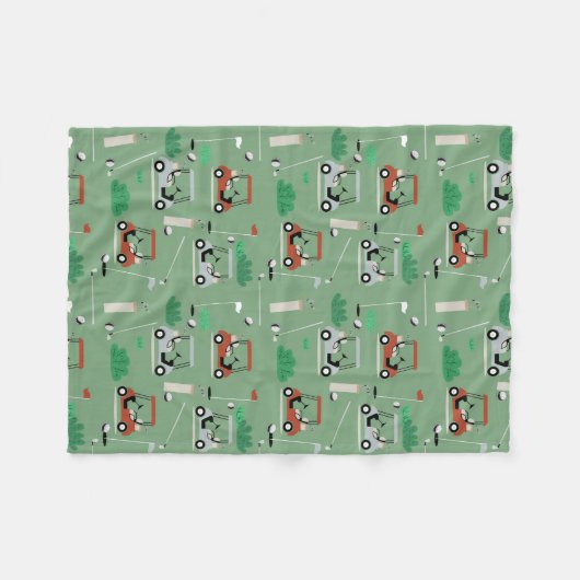 Golfkarren Modern Golfer Golf Theme Pattern Fleece Deken (Voorkant (Horizontaal))