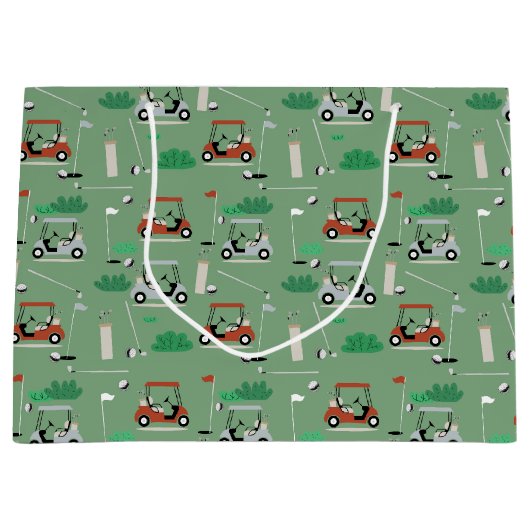 Golfkarren Modern Golfer Golf Theme Pattern Groot Cadeauzakje (Voorkant)