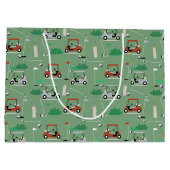 Golfkarren Modern Golfer Golf Theme Pattern Groot Cadeauzakje (Achterkant)